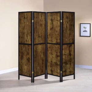 Deepika 4-Panel Room Divider Folding Screen Rustic Nutmeg - COA-961413