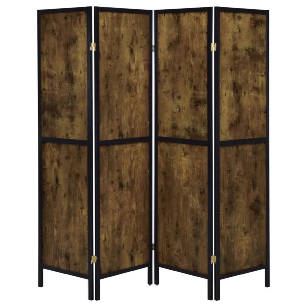 Deepika 4-Panel Room Divider Folding Screen Rustic Nutmeg - COA-961413