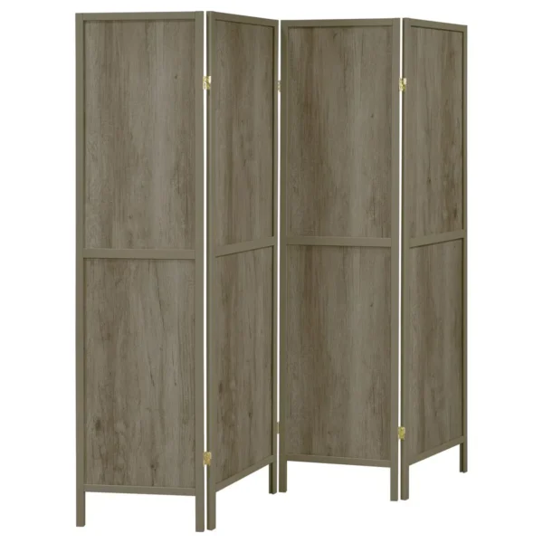 Deepika 4-Panel Room Divider Folding Screen Grey Driftwood - COA-961415