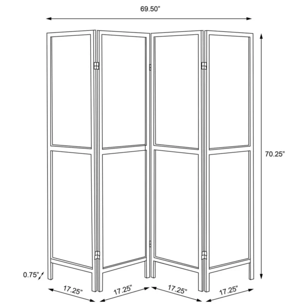 Deepika 4-Panel Room Divider Folding Screen Grey Driftwood - COA-961415