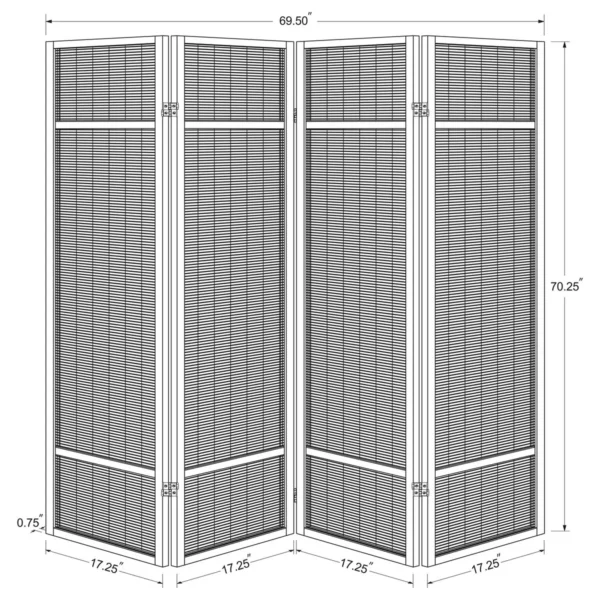 Pearce 4-panel Bamboo Room Divider Folding Screen Natural - COA-961648
