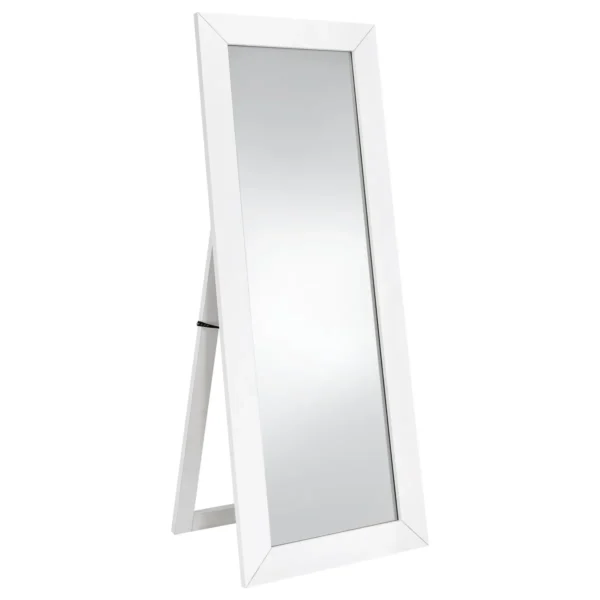 Cadence Tempered Glass Full Length Mirror White High Gloss - COA-961656