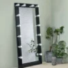 Zayan 32 x 71 Inch Floor Mirror LED Lighting Black Gloss - COA-969557