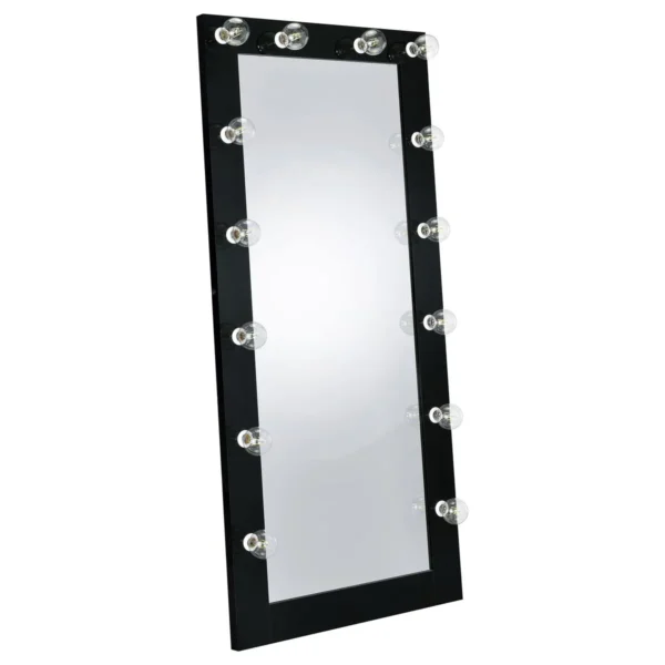Zayan 32 x 71 Inch Floor Mirror LED Lighting Black Gloss - COA-969557