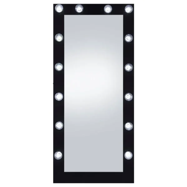 Zayan 32 x 71 Inch Floor Mirror LED Lighting Black Gloss - COA-969557