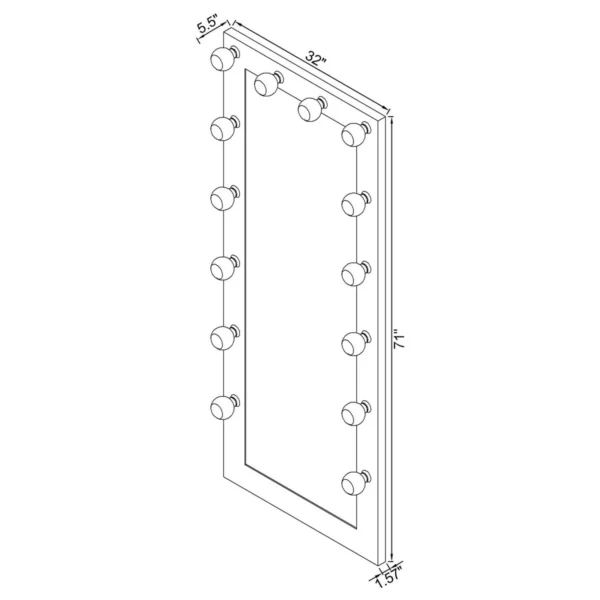 Zayan 32 x 71 Inch Floor Mirror LED Lighting Black Gloss - COA-969557